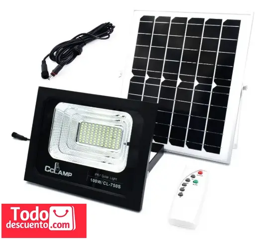 100W Solar Led Spotlight – White Light, Clamp Mount, Remote Control – Cl-750S 1