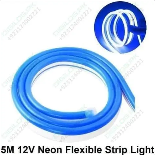 12V Blue Flexible Neon Strip Light — 1M Ip67-Rated Smd 5050 Silicone Rope Lamp For Landscape And Event Lighting 1