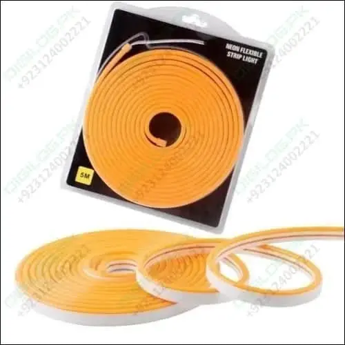 12V Orange Flexible Neon Strip Light — 1M Waterproof Smd 5050 Silicone Rope Lamp For Retail And Festive Lighting 1