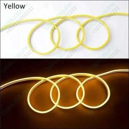 12V Yellow Flexible Neon Strip Light — 1M Ip67-Rated Smd 5050 Silicone Rope Lamp For Exterior Lighting 1
