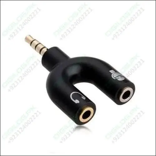 3.5Mm Trrs To Dual Trs Splitter Adapter – Headphone + Mic Audio Cable Converter 1