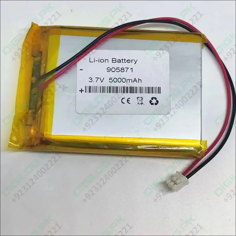 3.7V 5000Mah Rechargeable Lithium-Ion Battery Pack With Jst 2.0Mm Connector And Built-In Bms 1