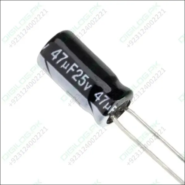 47Μf 25V Polarized Electrolytic Capacitor – Radial Lead 1