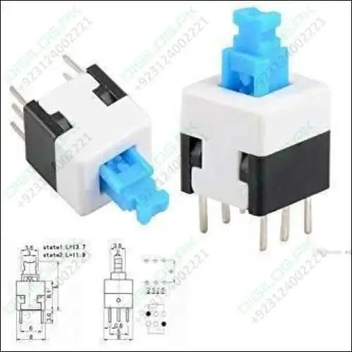 6-Pin Dpdt Push-Lock Tactile Switch – 7×7Mm Pcb-Mount Momentary Toggle Button 1