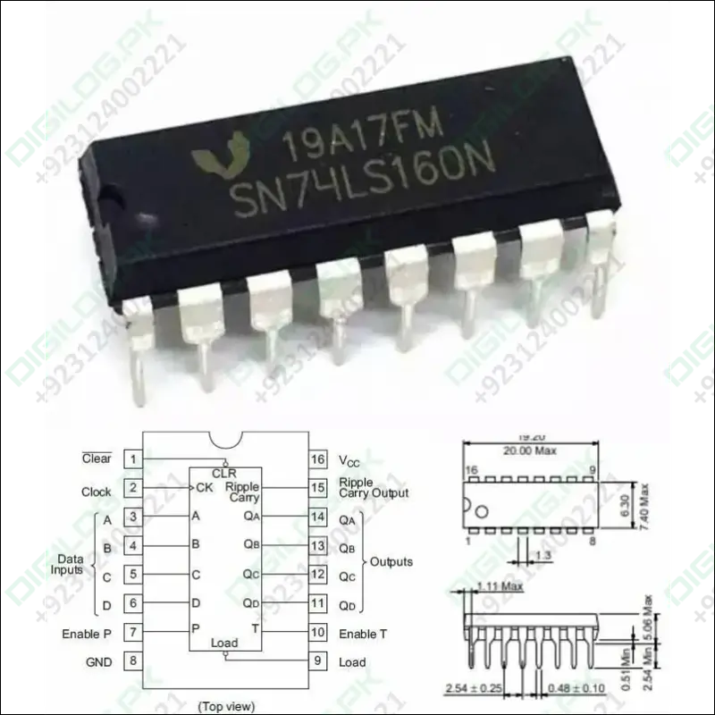 74160 Ic – 4-Bit Synchronous Bcd Decade Counter Chip 1
