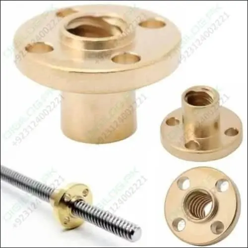 8Mm T8X2 Brass Trapezoidal Lead Screw With Matching Acme Nut 1