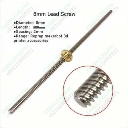 8Mm Threaded Lead Screw – 500Mm Stainless Steel Precision Rod For Linear Actuators 1