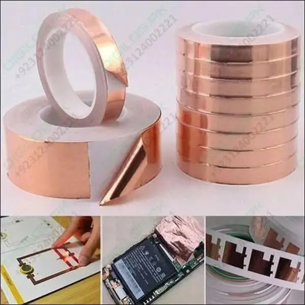 8Mm × 20M Conductive Copper Foil Tape – Single-Sided Emi/Rfi Shielding Adhesive Tape 1