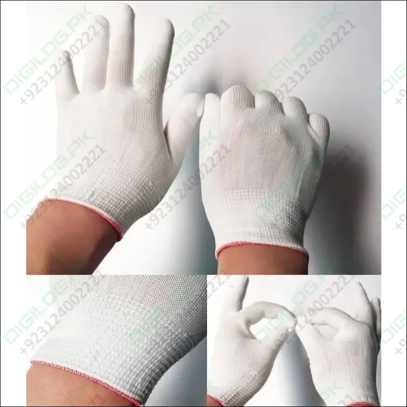 Anti-Static White Nylon Knit Gloves (13-Gauge) – Industrial-Grade Esd Protection 1