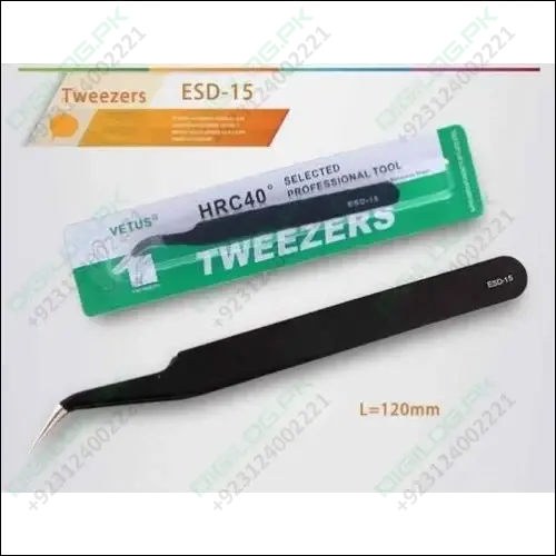 Black Anti-Static Tweezers (Hrc40, 15Cm) – Esd-Safe Stainless Steel Precision Handling Tool 1