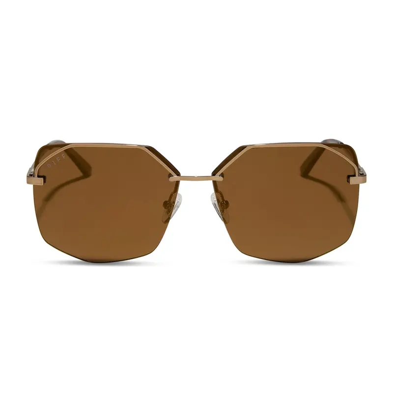 Bree Polarized Sunglasses In Copper Metal Frame And Brown Gold Flash Lenses 1