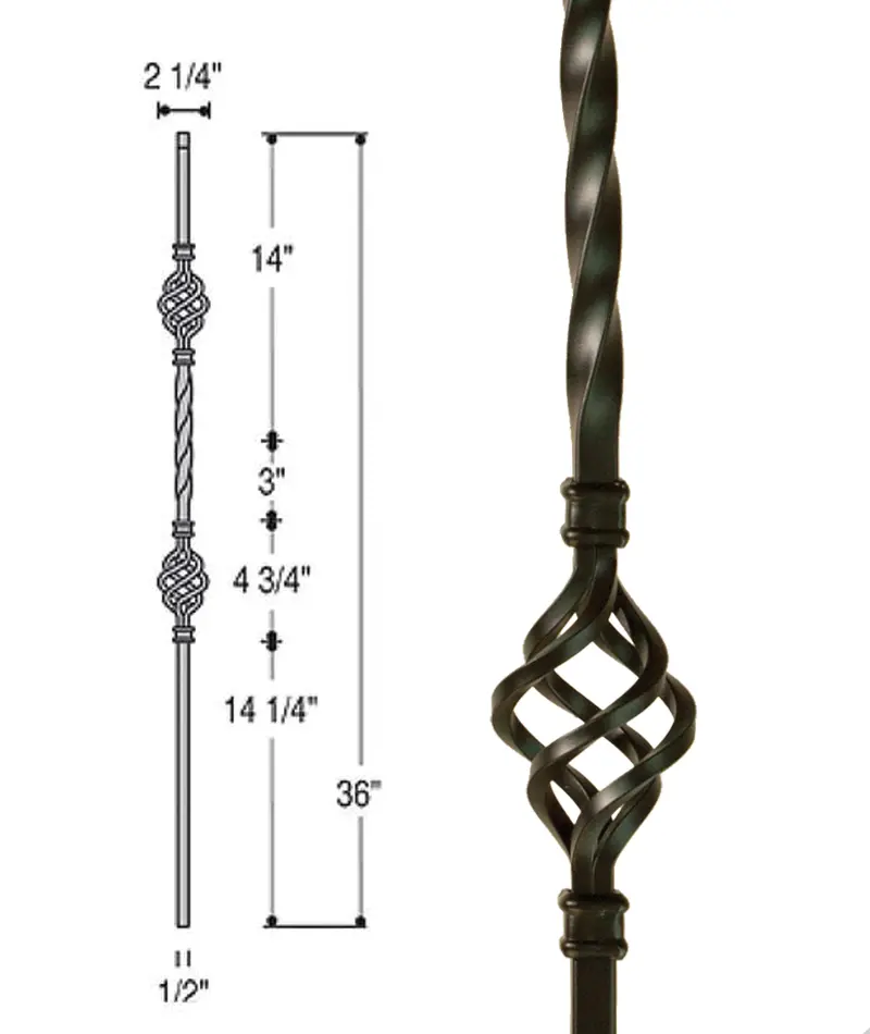 Double Basket Iron Baluster – Heavy-Duty Design (Model 2653) 1