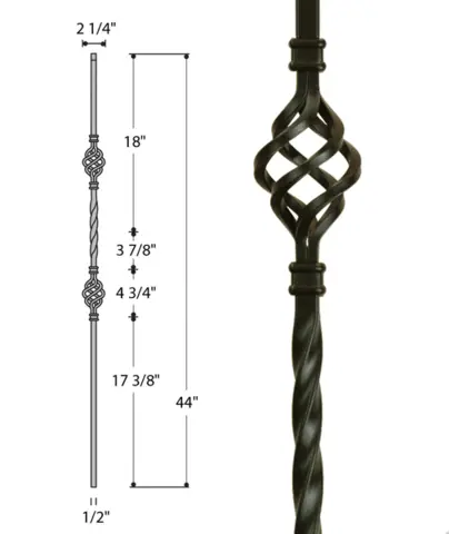 Double Basket Iron Baluster – Standard Profile (Model 2553) 1