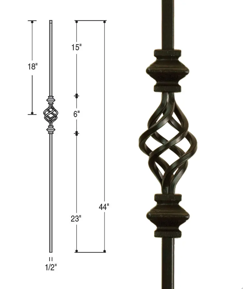 Double-Knuckle Single Basket Iron Baluster (Model 2558) 1