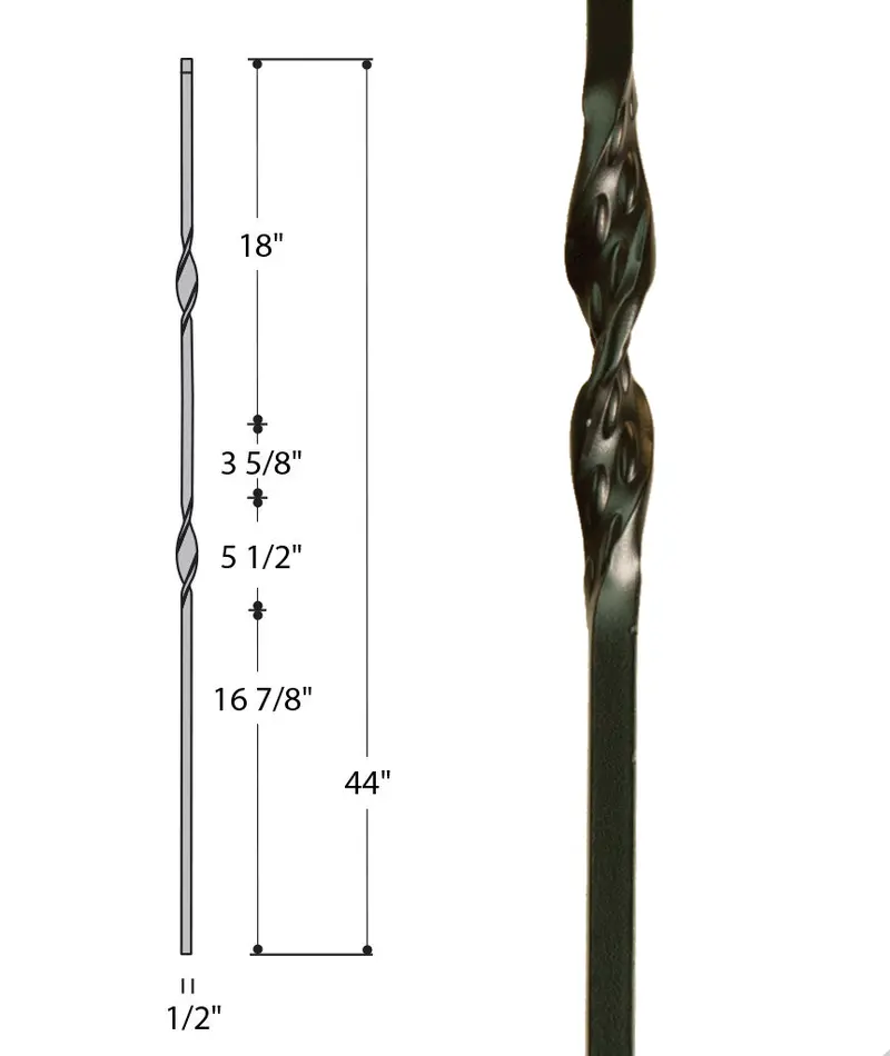 Double Ribbon Iron Baluster With Clean Lines (Model 2561) 1