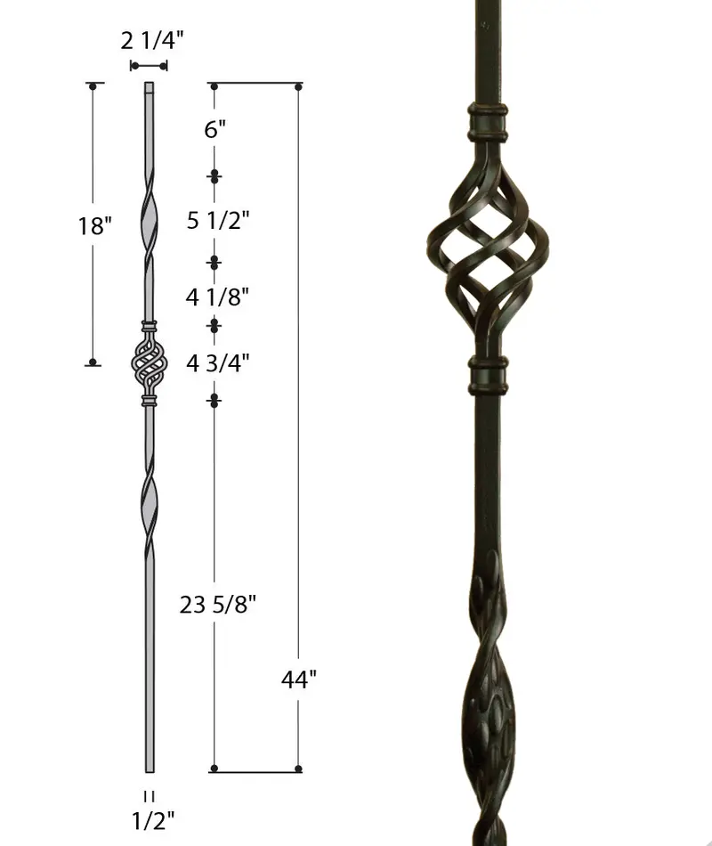 Double Ribbon Single Basket Iron Baluster (Model 2962) 1