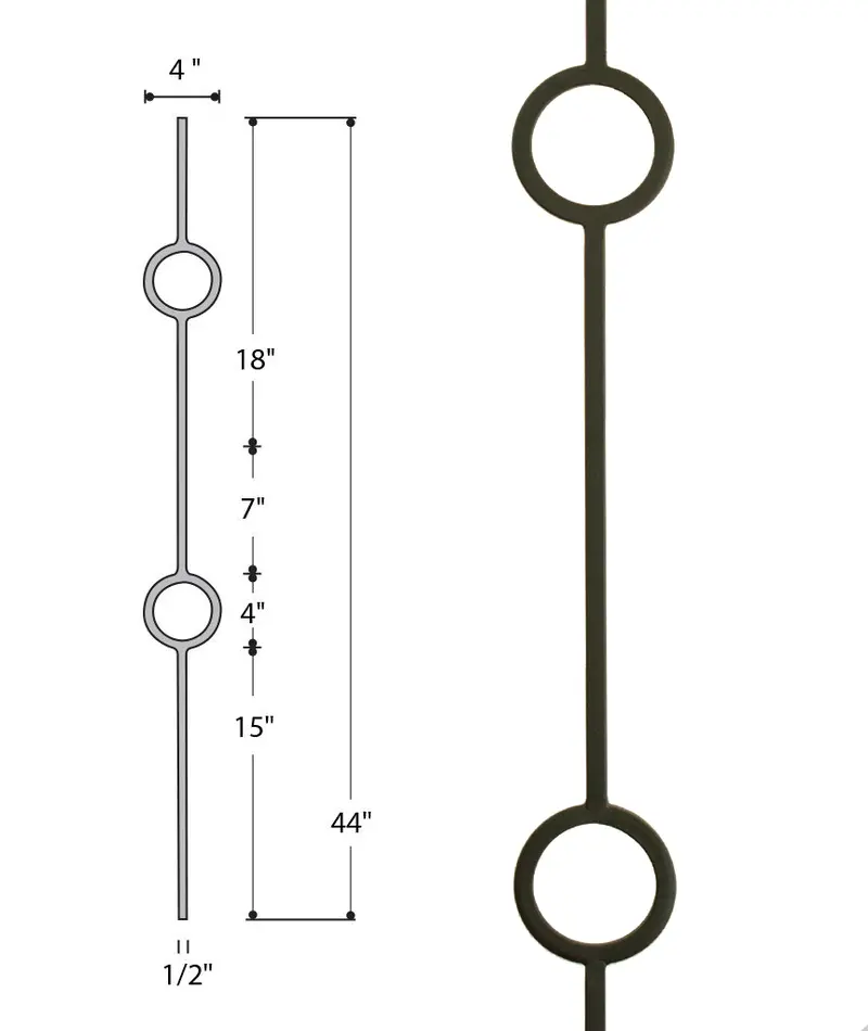 Double-Ring Medallion Iron Baluster – Style 2931 1