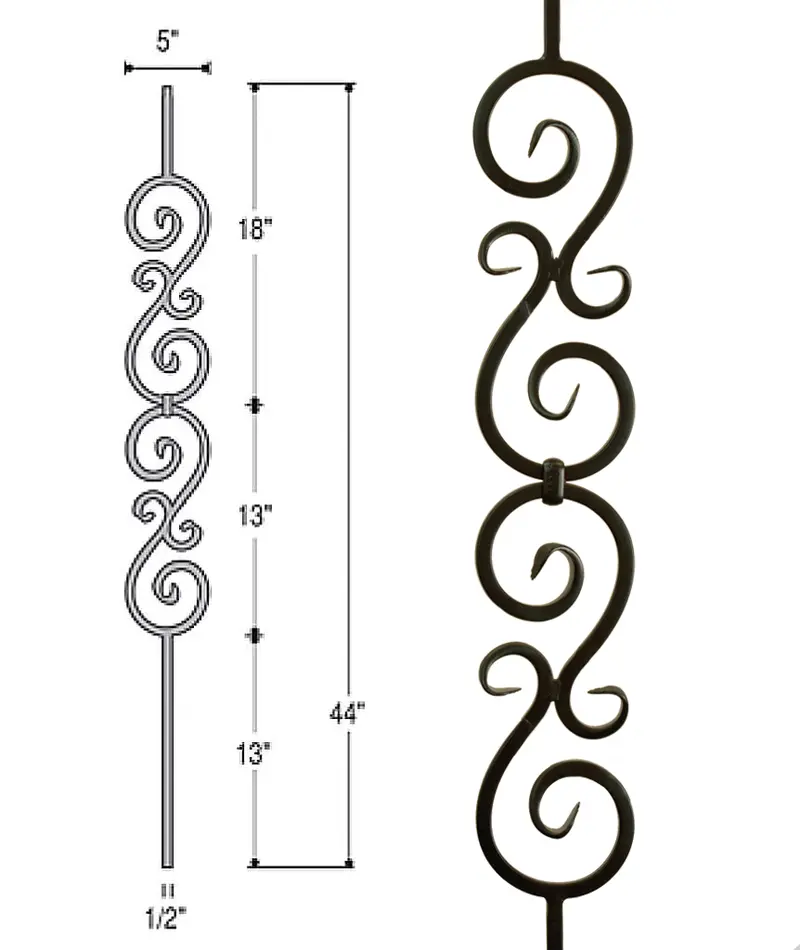 Double Scroll Iron Baluster For Stair Railings – Model 2583 1