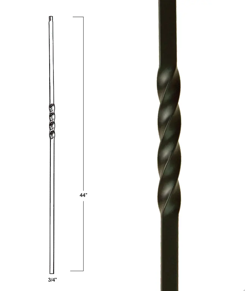 Elegant Single Twist Wrought Iron Baluster – Model 2850 1