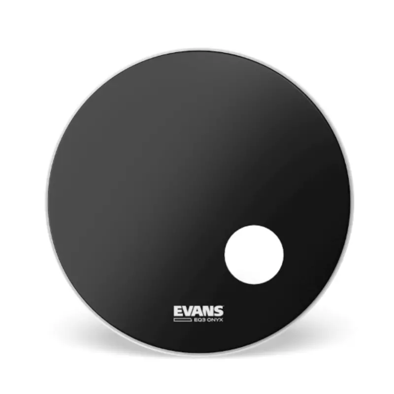 Evans 22-Inch Onyx Resonant Bass Drum Head – Satin Black With 5-Inch Port 1