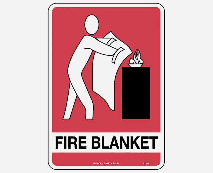 Fire Blanket Location Sign With Visual Symbol – 210X300Mm Corrosion-Resistant Metal 1
