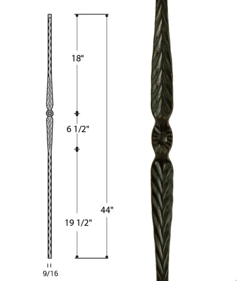 Floral & Arrow Motif Iron Baluster (Model 2996) 1