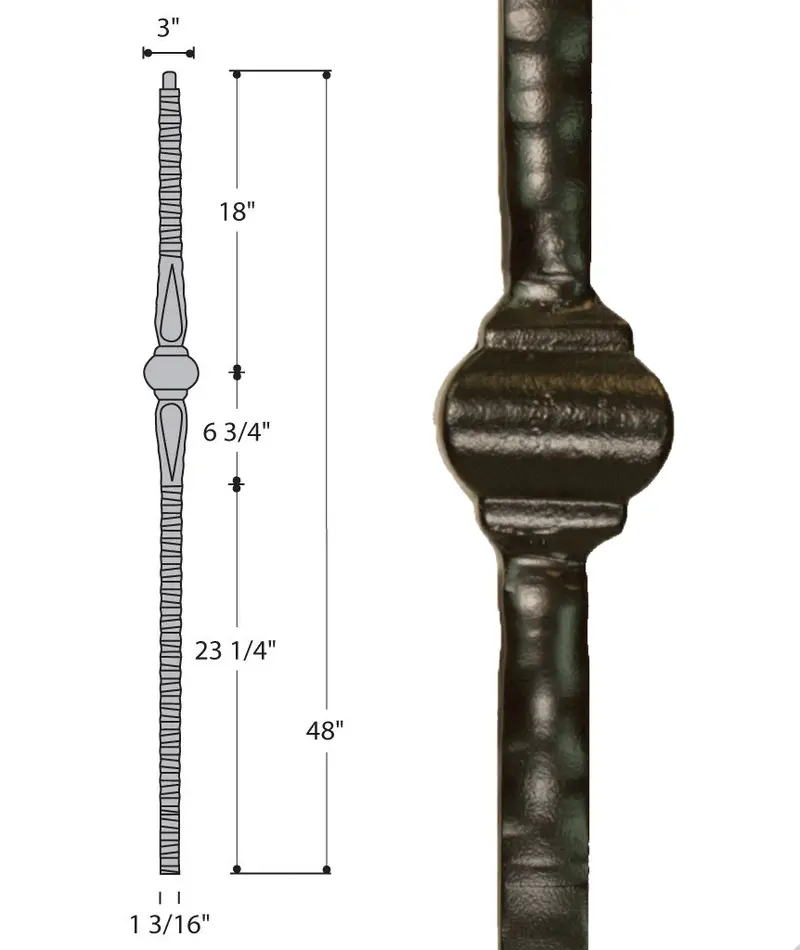 Gothic Iron Stair Newel Post (Model C-2940) 1