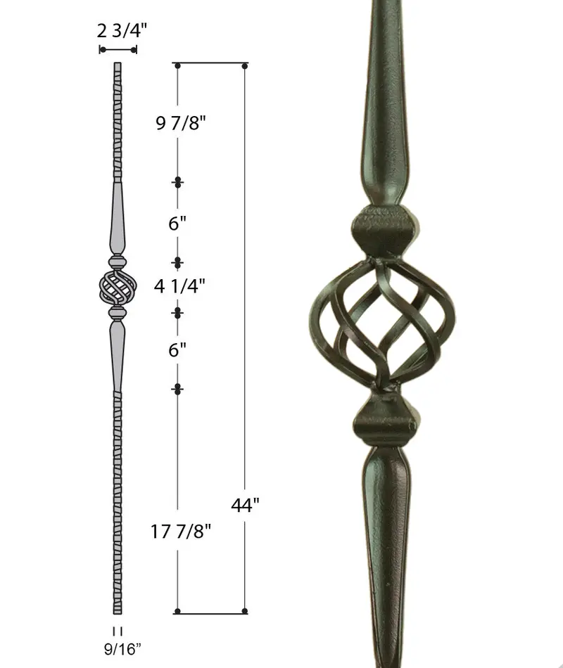 Gothic-Style Single Basket Iron Baluster (Model 2572) 1
