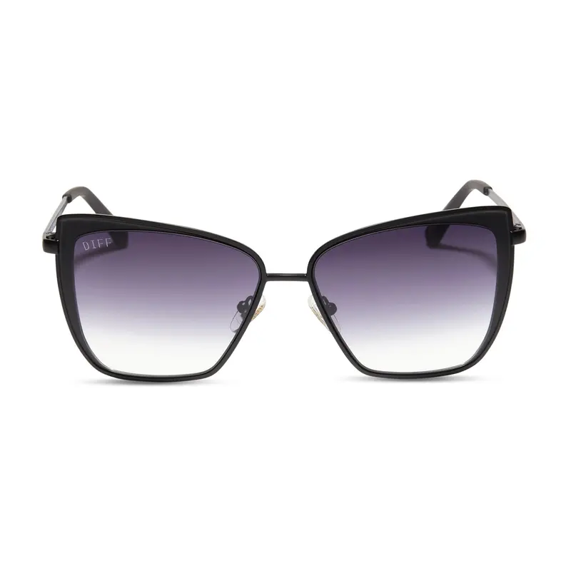 Grace Sunglasses – Matte Black Frame With Grey Gradient Sharp Lens 1