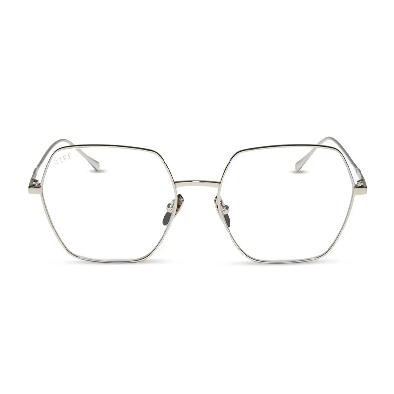 Harlowe Silver Metal Frame Non-Prescription Optical Glasses 1