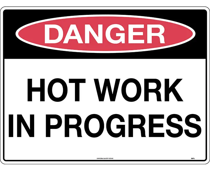 Hot Work Hazard Warning Sign – 450 × 600 Mm Polyethylene 1