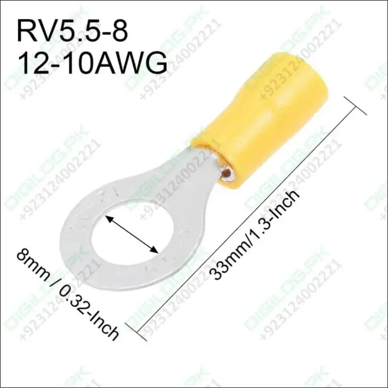 Insulated Ring Terminals – 5.5–8Mm Wire Range, Crimp-On Cable Connectors 1