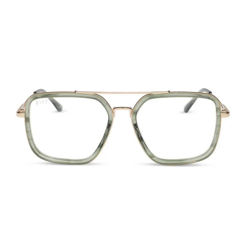 Jordan Blue Light Blocking Eyeglasses In Matcha Green Frame With Gold Accents 1