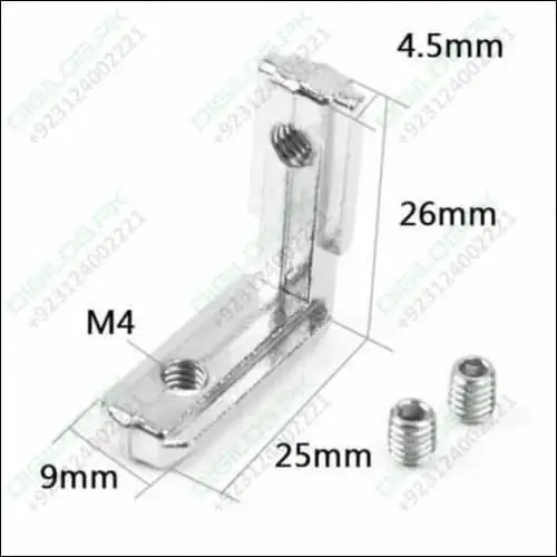 L-Shaped Internal Aluminum Extrusion Corner Block – 20×20 Mm Fixed Mount 1