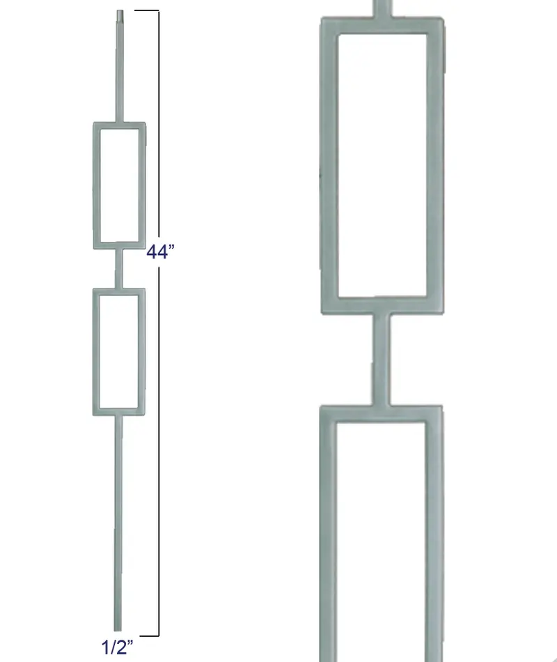 Liberty Double Square Iron Baluster (2671) – 1/2" Dual-Stacked Square Design 1