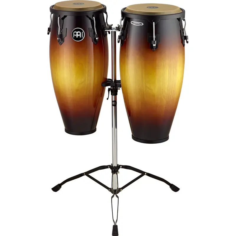 Meinl Headliner Vintage Sunburst Wood Conga Set (10" & 11") With Stand 1