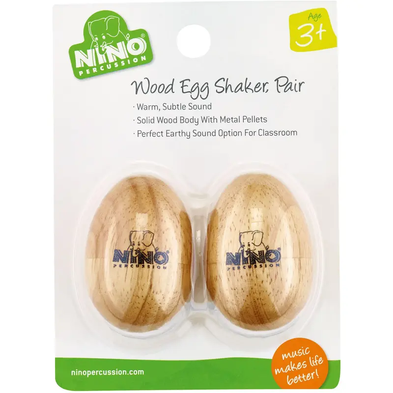 Meinl Nino Wood Egg Shaker – Natural Finish (Pair) 1