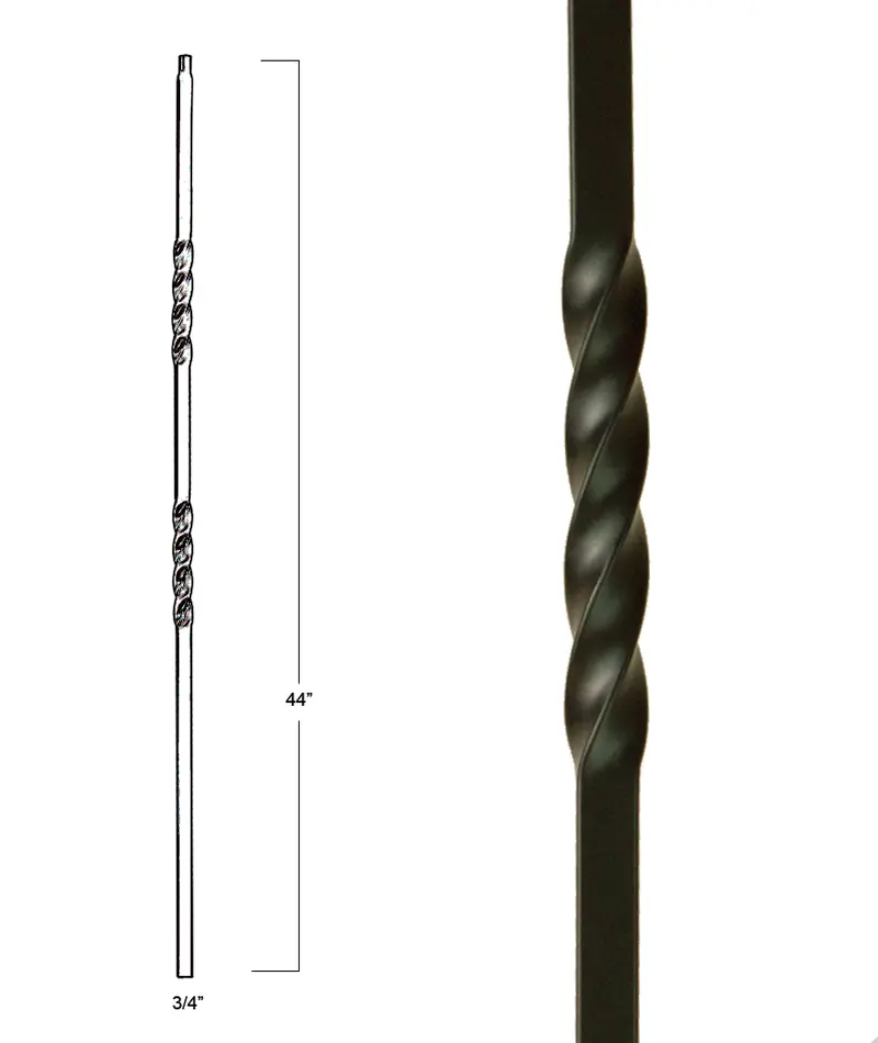 Ornate Double Twist Wrought Iron Baluster – Model 2851 1