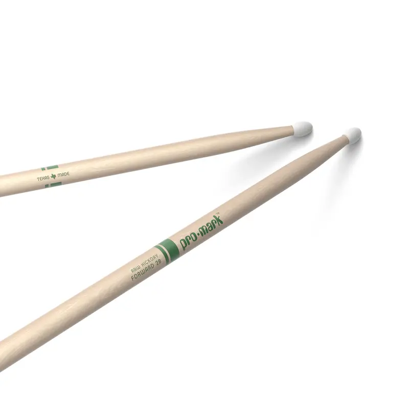 Promark Classic Forward 2B Raw Hickory Drumsticks – Oval Nylon Tip 1