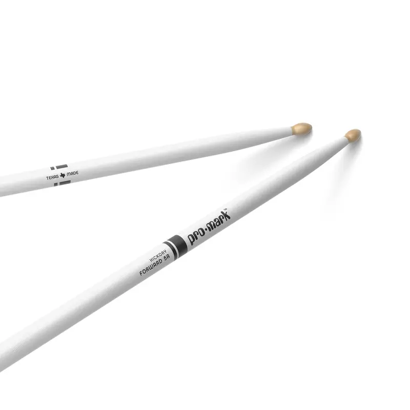 Promark Classic Forward 5A White-Painted Hickory Drumsticks – Oval Wood Tip 1