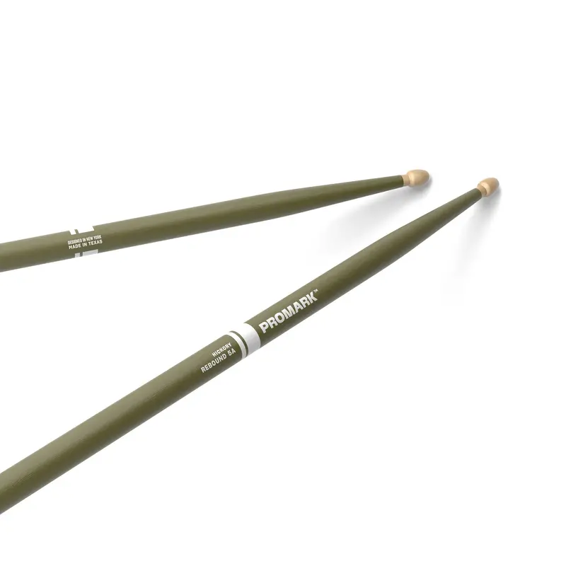 Promark Rebound 5A Green-Painted Hickory Drumsticks – Acorn Tips 1