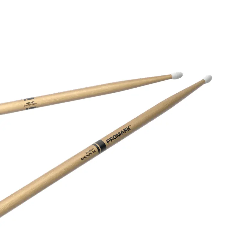 Promark Rebound 7A Hickory Drumsticks With Nylon Oval Tips 1