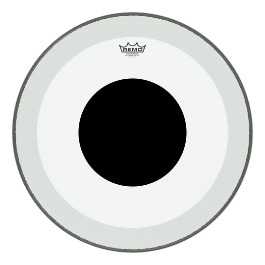 Remo 24" Powerstroke P3 Bass Drum Head – Clear Top With Black Dot 1