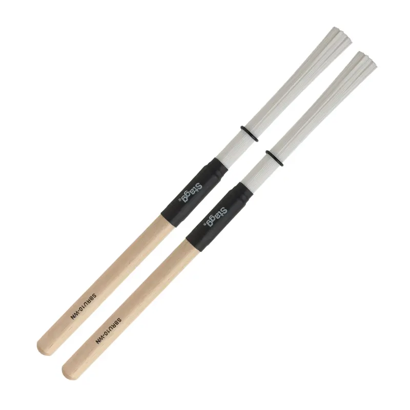 Sbru10-Wn Nylon Drum Brushes – Ergonomic Wooden Handle Design 1