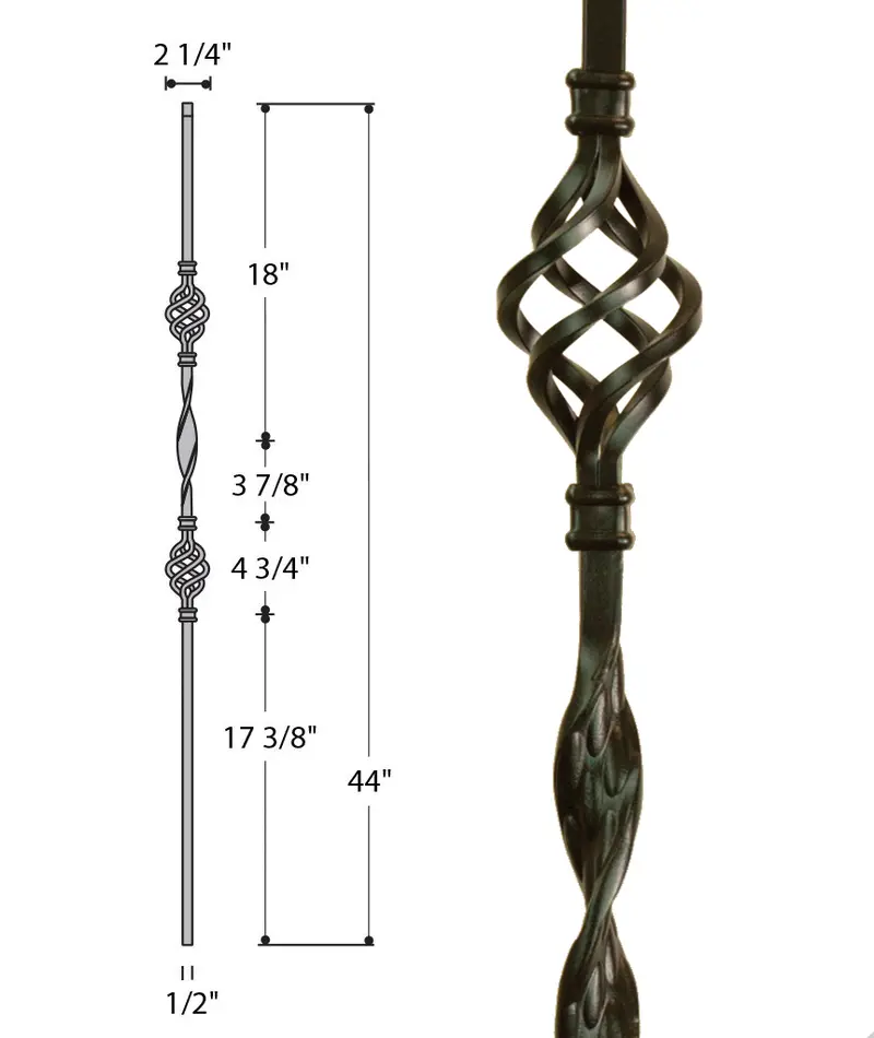 Single-Ribbon Double-Basket Iron Baluster 2963 1