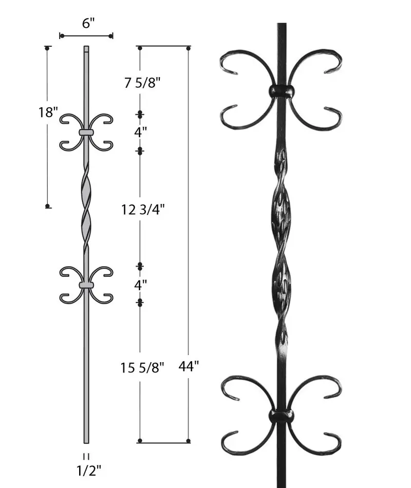 Single-Ribbon Double-Butterfly Iron Baluster 2563 1