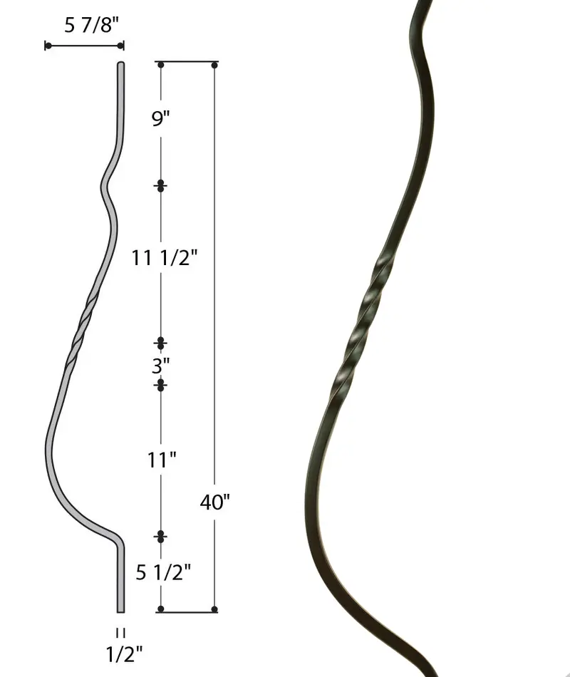 Single-Twist Belly Iron Baluster 2987 1