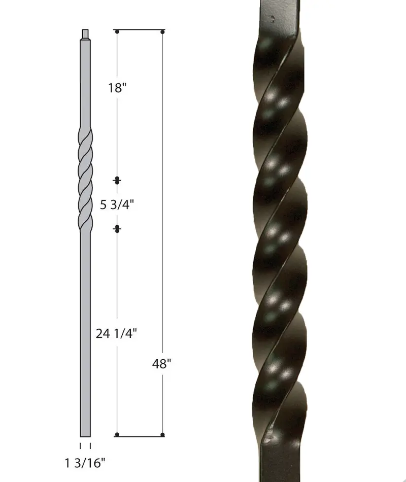 Single-Twist Iron Newel Post C-2452 1
