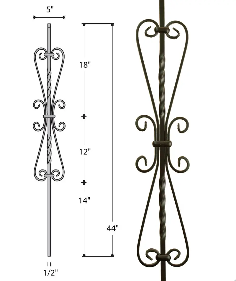 Small Heart-Scroll Iron Baluster 2982 1