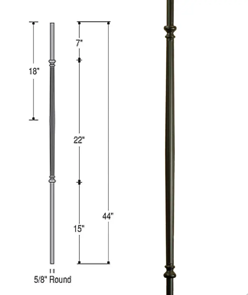 Smooth Venetian Fluted Wrought Iron Baluster – Model 2596 1